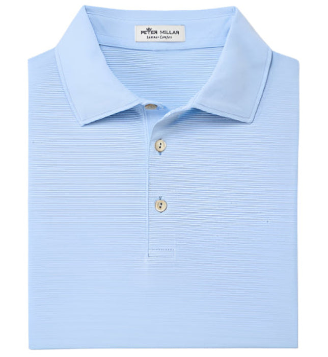 Peter Millar Jubilee Stripe Performance Golf Polo - Cottage Blue