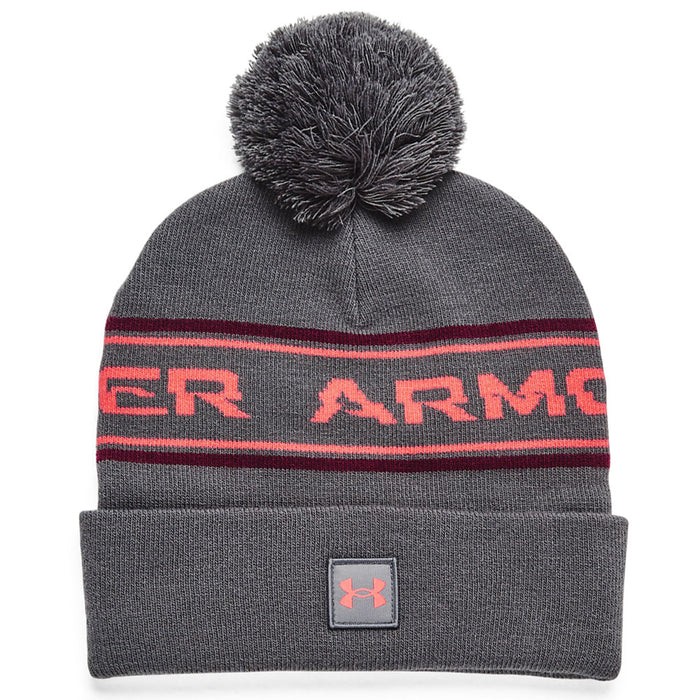 Under Armour Halftime Pom Golf Beanie - Pitch Grey / Dark Maroon
