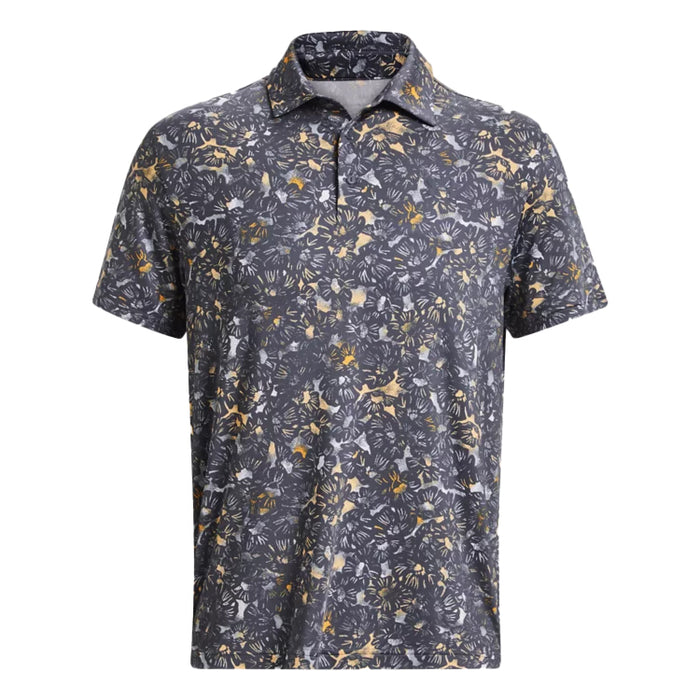 Under Armour Playoff Printed Golf Polo Shirt - Grey/Yellow