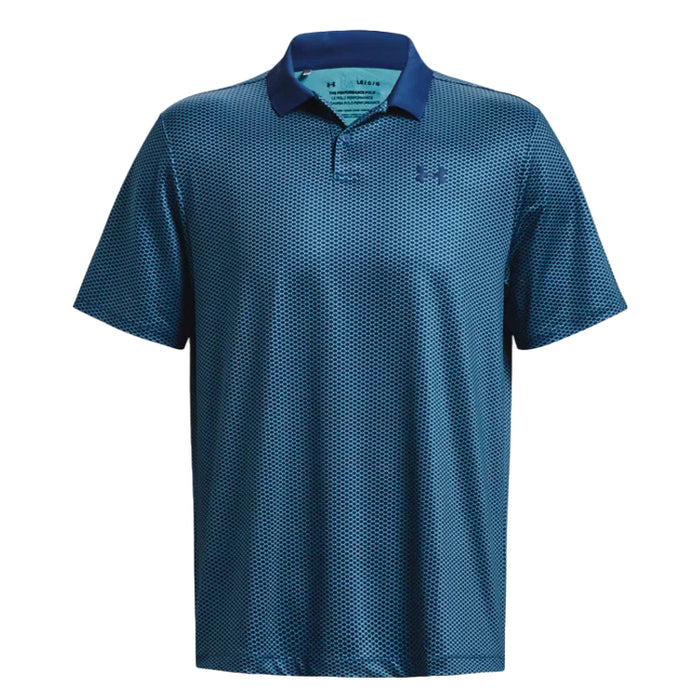 Under Armour Performance 3.0 Printed Golf Polo Shirt - Blue Mirage