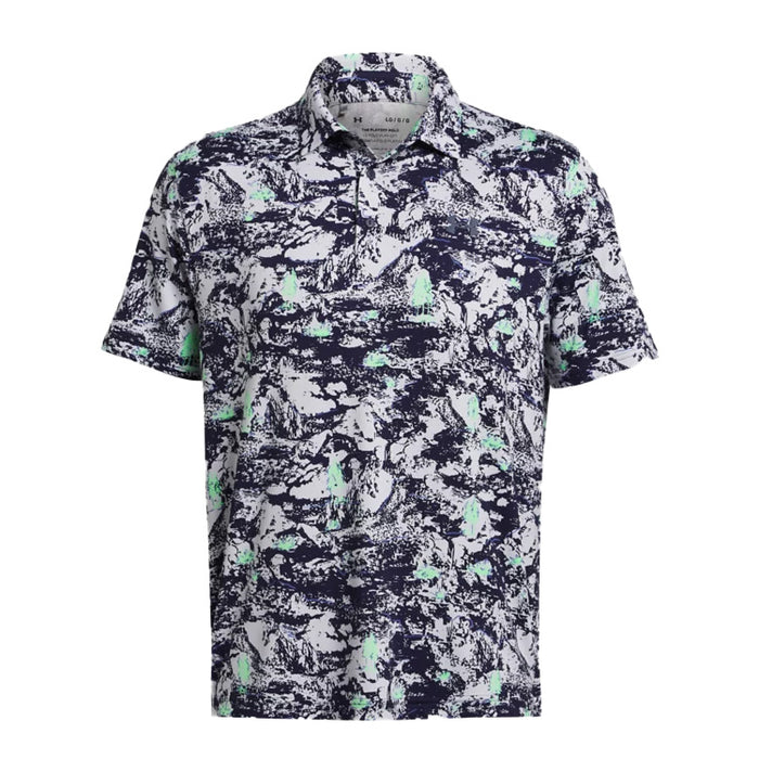 Under Armour Playoff 3.0 Printed Golf Polo Shirt - Grey/Green