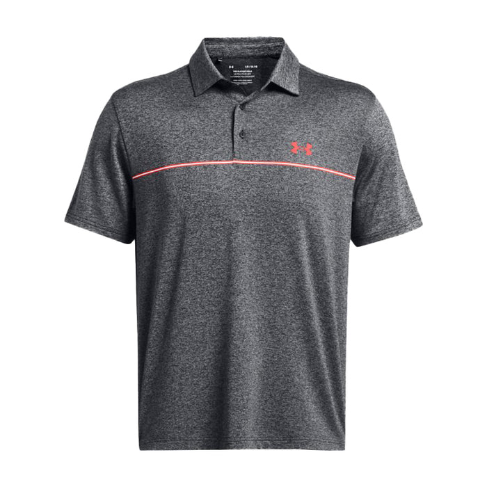 Under Armour Playoff Stripe Golf Polo Shirt - Black/Red