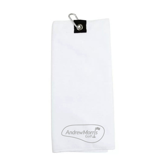 Andrew Morris Golf Embroidered Tri-Fold Towel - White
