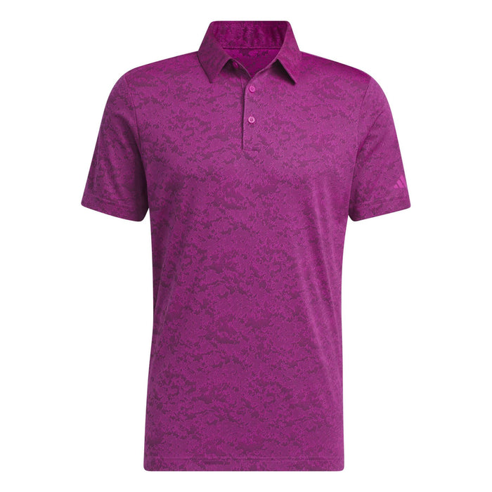 adidas Textured Jacquard Golf Polo Shirt - Lucid Fuschia