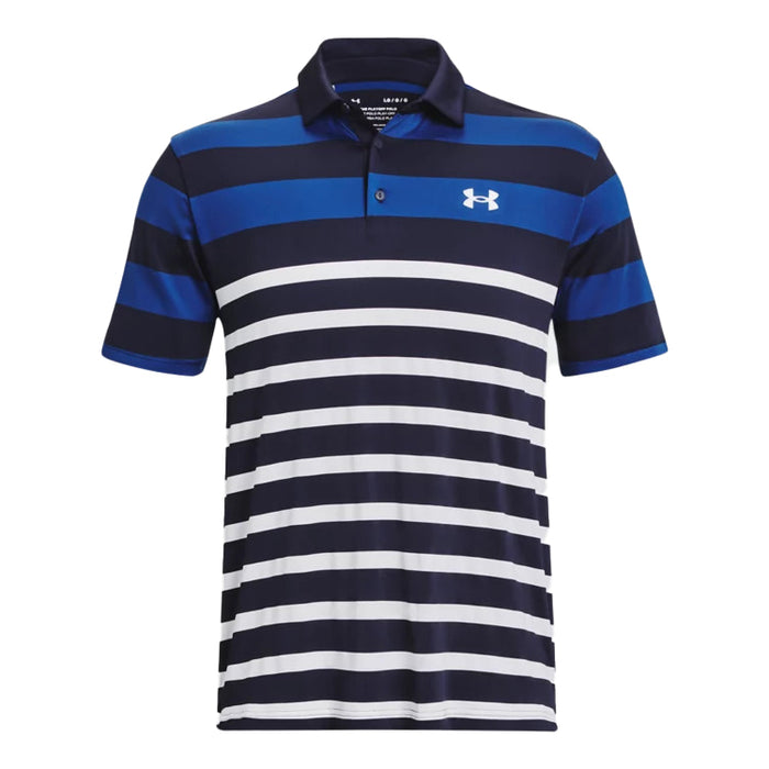 Under Armour Playoff Stripe Golf Polo Shirt - Navy/Blue/White