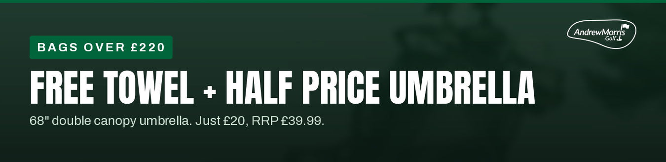 Golf Bags over £220 | Free Towel Gift + Umbrella Offer