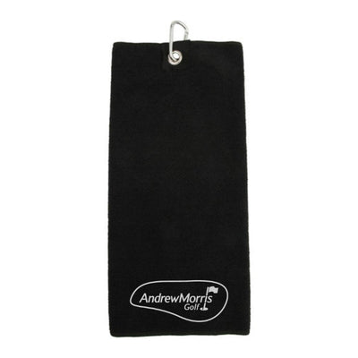 Andrew Morris Golf Embroidered Tri-Fold Towel - Black