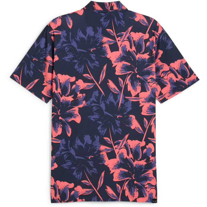 Puma MATTR Broken Flower Polo Shirt - Deep Navy/Peach Frost