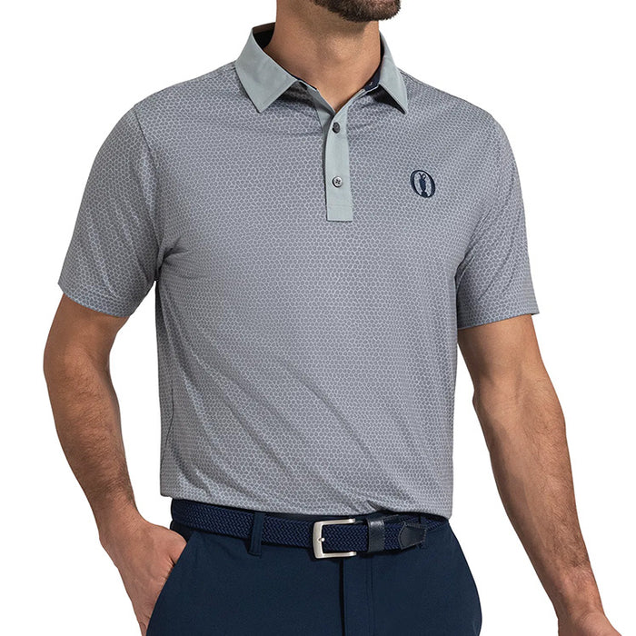 FootJoy Open Championship 2025 Rocks Print Lisle Golf Polo Shirt - Grey