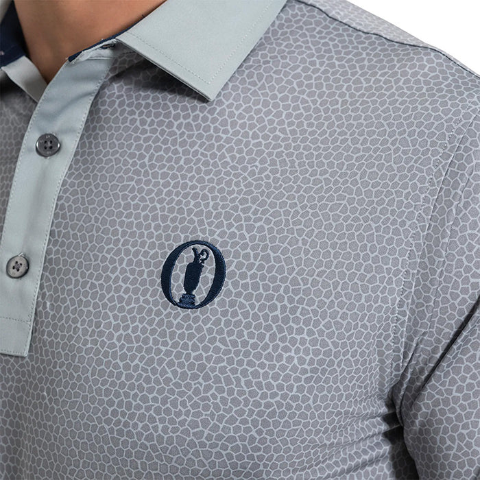 FootJoy Open Championship 2025 Rocks Print Lisle Golf Polo Shirt - Grey