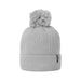A grey footjoy wooly bobble hat with a pom on the top