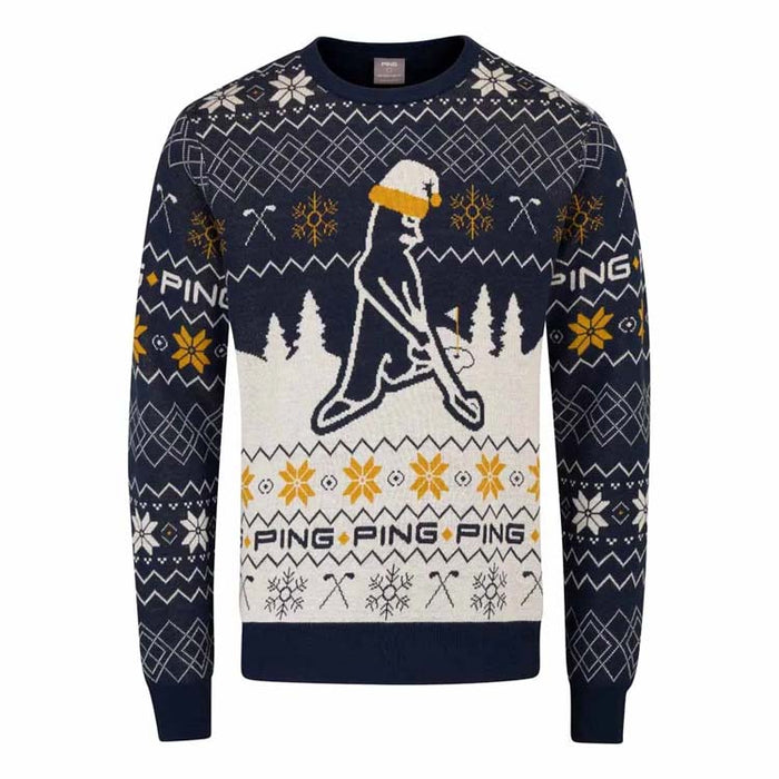 Festive Mr. PING Christmas Golf Jumper - Oxford Blue