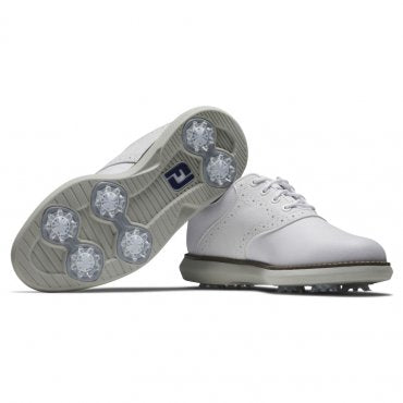 FootJoy Junior Traditions Golf Shoes - White/White/Grey