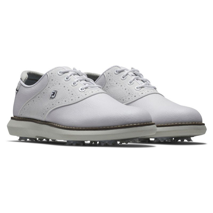 FootJoy Junior Traditions Golf Shoes - White/White/Grey
