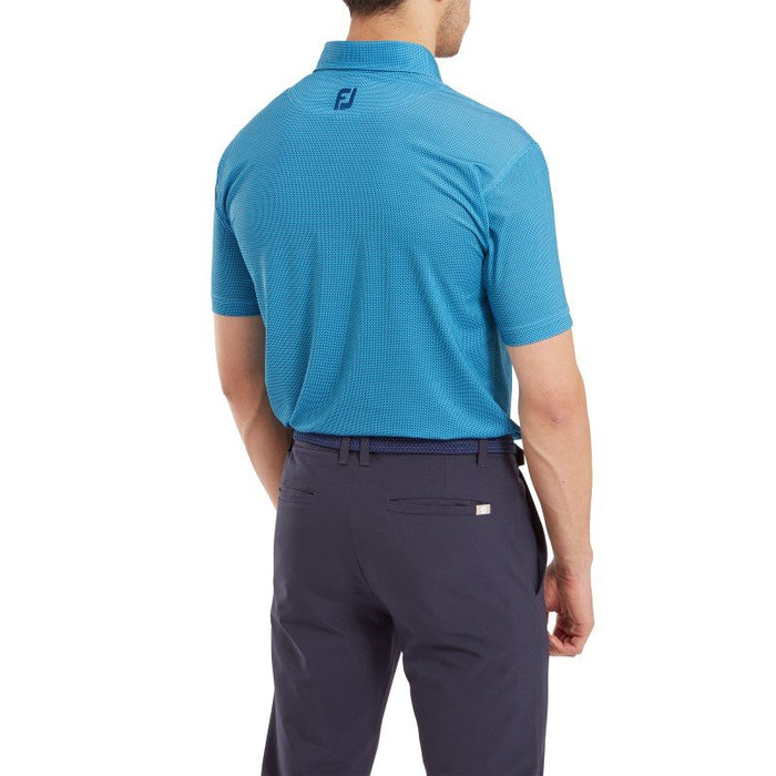 Footjoy Octagon Print Lisle Golf Polo Shirt -  Blue / Ocean