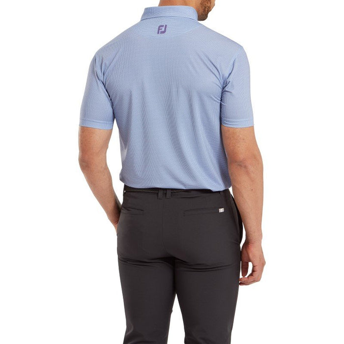 FootJoy Octagon Print Lisle Golf Polo Shirt - Mist/Storm/Thistle