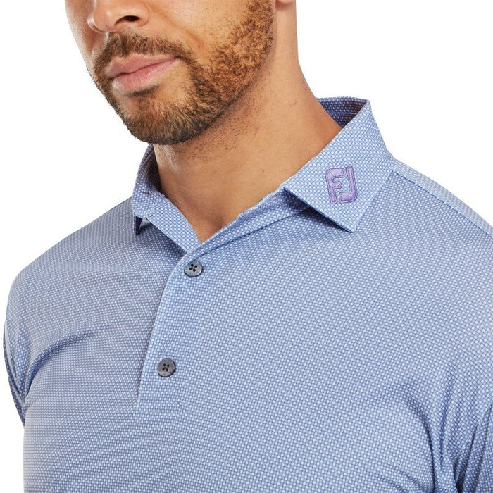 FootJoy Octagon Print Lisle Golf Polo Shirt - Mist/Storm/Thistle