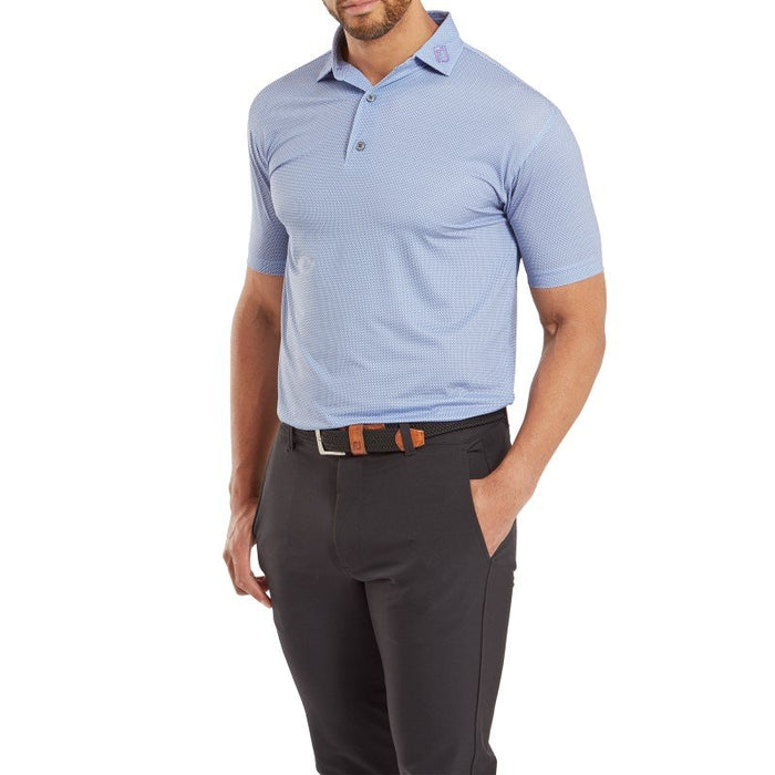 FootJoy Octagon Print Lisle Golf Polo Shirt - Mist/Storm/Thistle