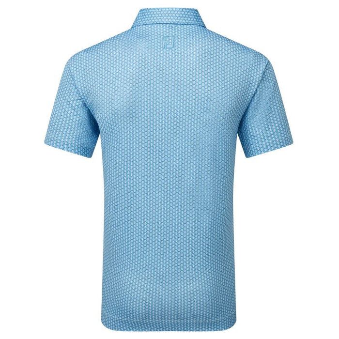 Footjoy Scallop Shell Foulard Lisle Golf Polo Shirt - Blue Sky/White