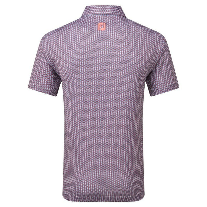 Footjoy Scallop Shell Foulard Lisle Golf Polo Shirt- Coral Red / White