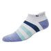FootJoy ProDry Roll Tab Ladies Golf Socks with a white, purple and green pattern