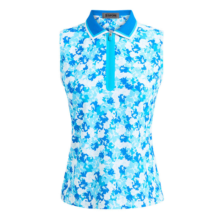 G/FORE Camo Floral Tech Pique Sleeveless Golf Polo