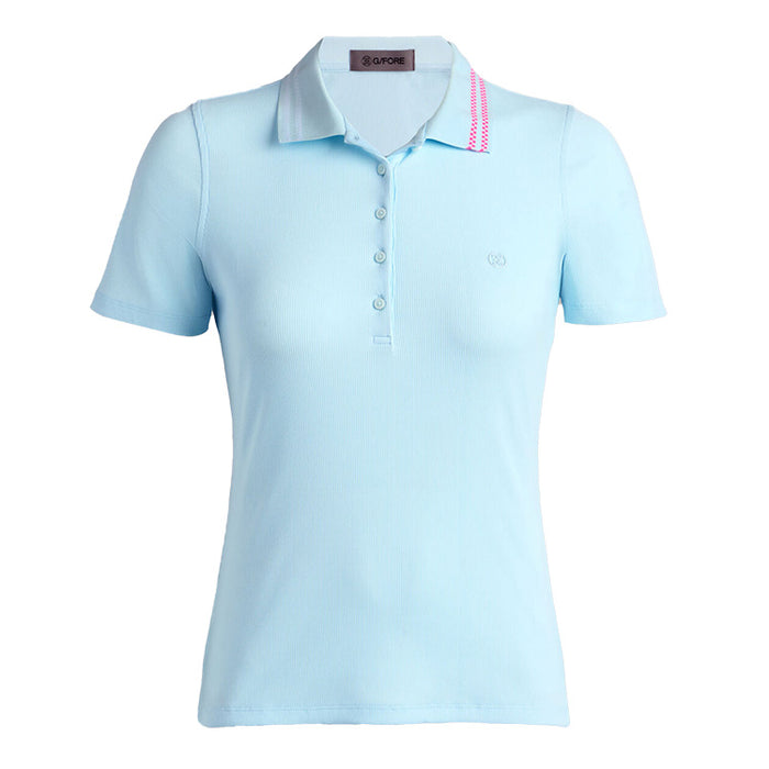 G/FORE Checkered Collar Ribbed Tech Golf Polo