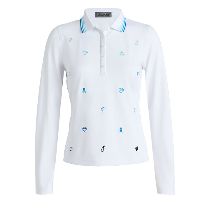 G/FORE Icon Embroidered Tech Pique Long Sleeve Golf Polo