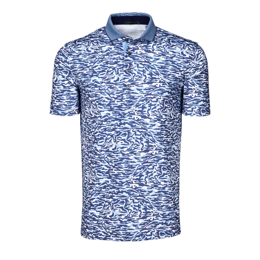 Greyson Stalking Wolf Camo Short Sleeve Golf Polo - Wolf Blue 