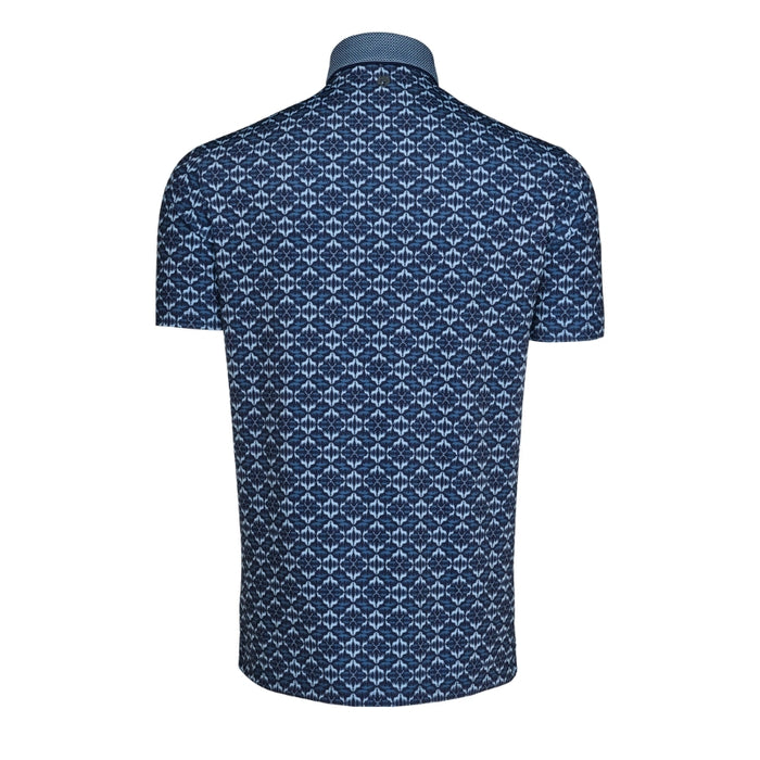 Greyson Wolf Labyrinth Golf Polo - Maltese Blue Back View