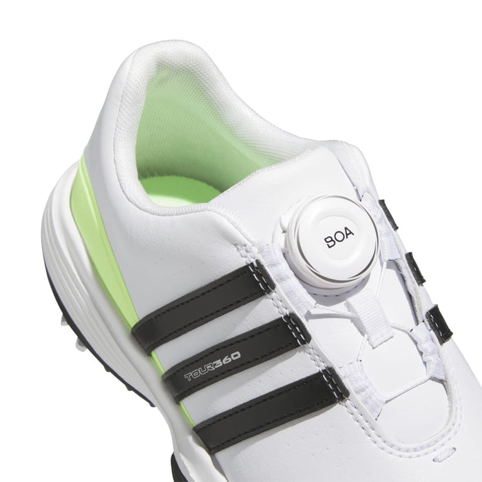 adidas Tour 360 BOA Junior Golf Shoes - Cloud White/Core Black/Green