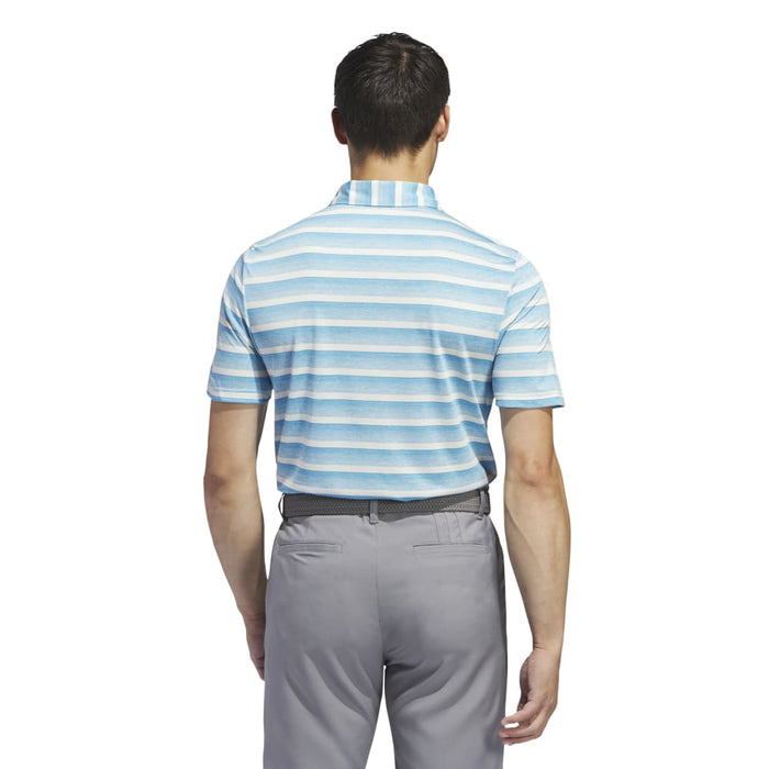 adidas 2 Colour Stripe LC Golf Polo Shirt - Semi Blue Burst