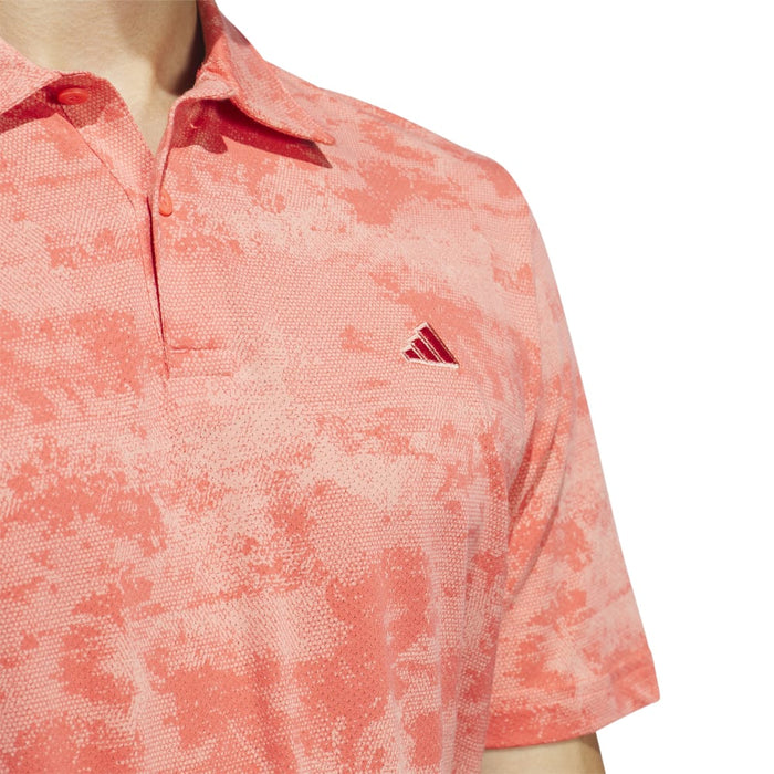 adidas GO-TO Printed Mesh Golf Polo Shirt - Preloved Scarlet