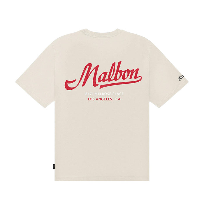 Malbon Bermuda Benchmark Golf T-Shirt - Ivory Back View
