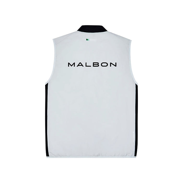 Malbon Performance Ribbed Panel Golf Gilet - Silver/Black Back View