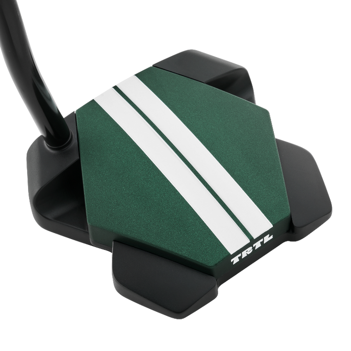 alt view from an angle and slightly to the rear of the Odyssey Turtle Double Bend Golf Putter