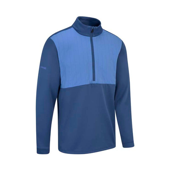 PING Ezra 1/4 Golf Pullover - Deep Sea Blue Side View 