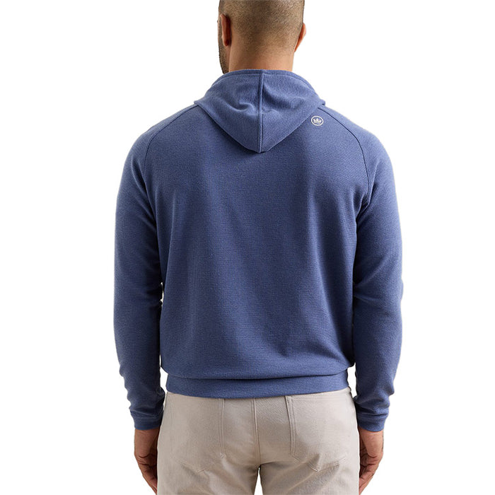 Peter Millar Pine Waffle Performance Golf Hoodie - Bali Blue Back View