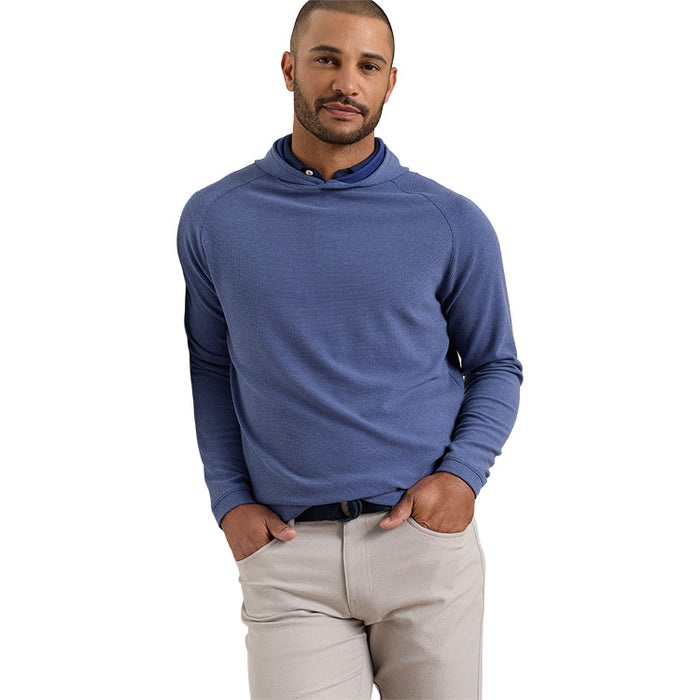 Peter Millar Pine Waffle Performance Golf Hoodie - Bali Blue 