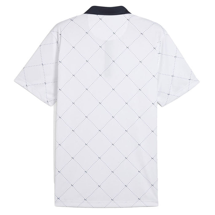 Puma Pure 2.0 Argyle Golf Polo Shirt - White/Navy