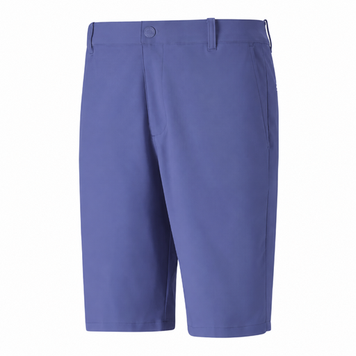 A pair of men's casual shorts in a muted periwinkle or crystal blue color, shown flat against a solid white background.