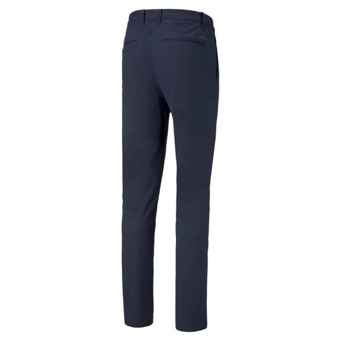 A view from the back of a pair of navy Puma Golf trousers