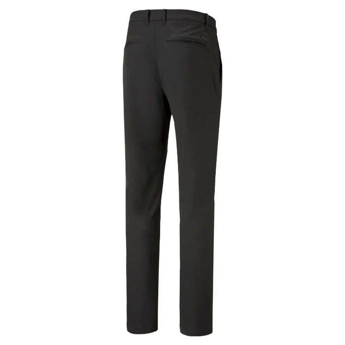 A view from the back of a pair of black Puma Golf trousers