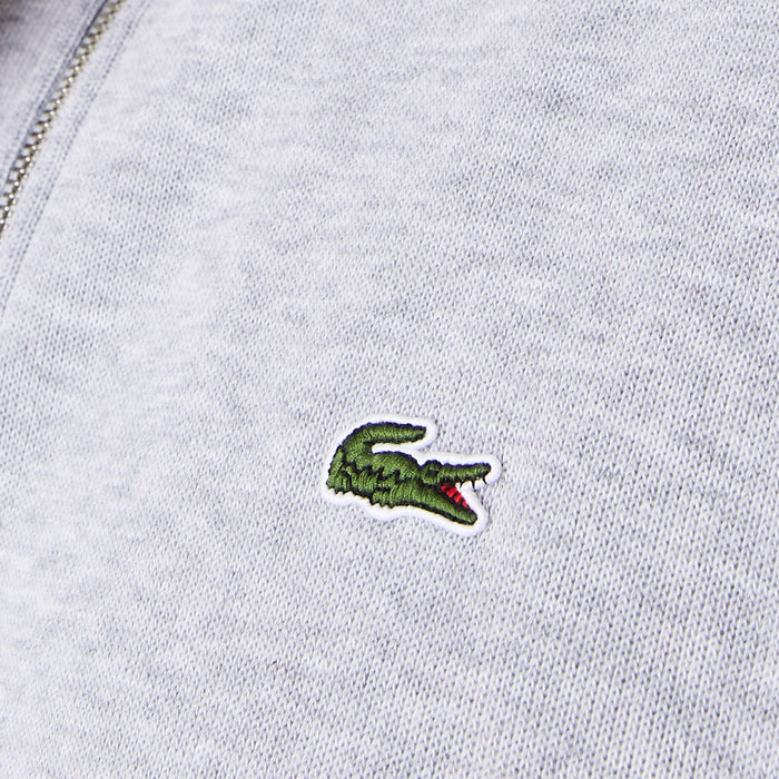 Lacoste Men's Zippered Stand-Up Collar Cotton Sweatshirt - Grey Chine