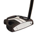 A close-up studio shot of a putter head on a golf club, featuring a dark brown and white design with the insert name 'Pure Roll'' visible on the face.
