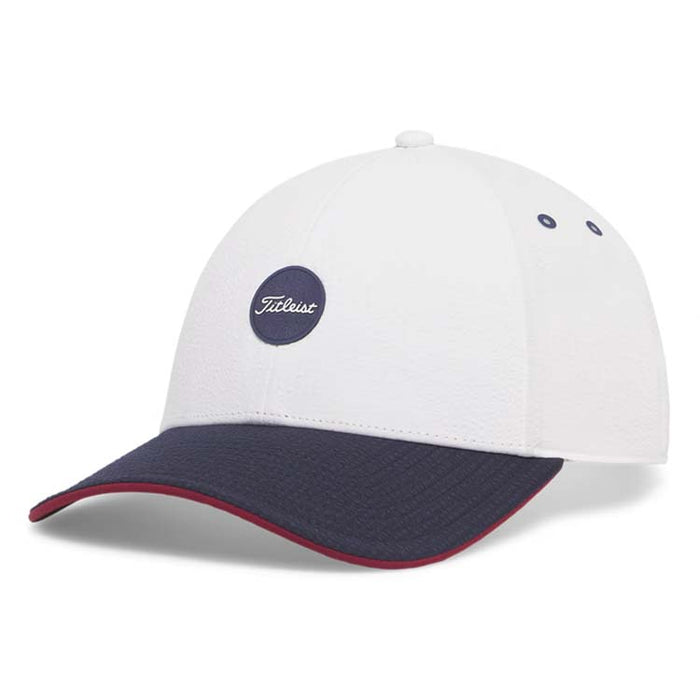 Titleist Nautical Links Montauk Tech Seersucker Golf Cap - White/Navy