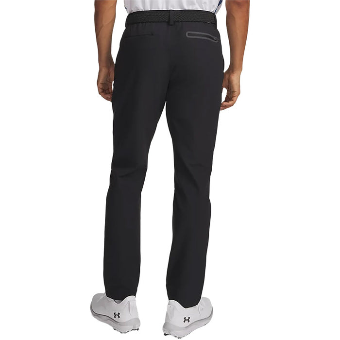 Black Under armour golf trousers viewed from the back