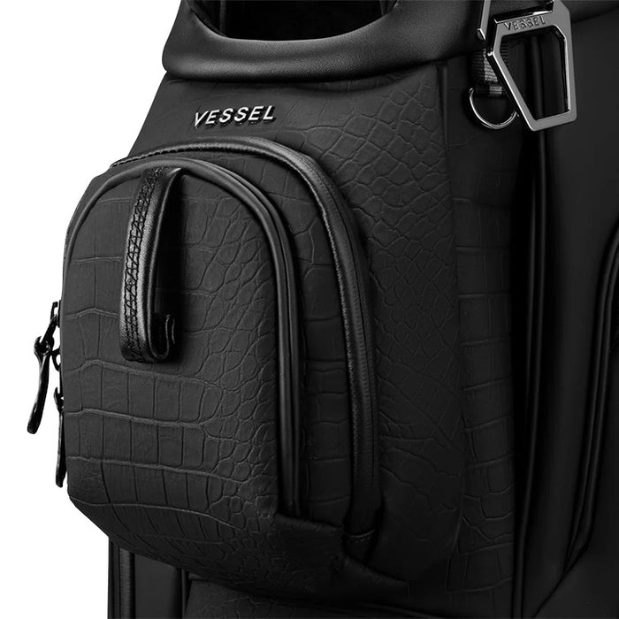 Vessel Lux Pro Cart II Golf Bag - Croc Black Pocket View 
