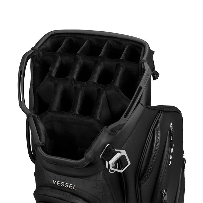 Vessel Lux Pro Cart II Golf Bag - Croc Black Divider View 