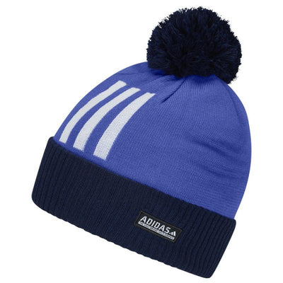 adidas Pom 3 Stripe Golf Beanie - Cobalt Blue/Crew Navy